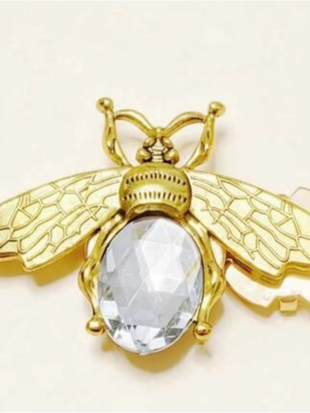 Vintage Gold Tone Crystal Bee Brooch | Statement Insect Pin - Picture 3 of 3
